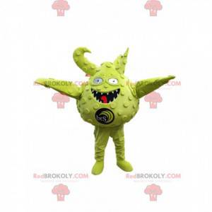 Kleine ronde mascotte en groen monster. Monster kostuum -